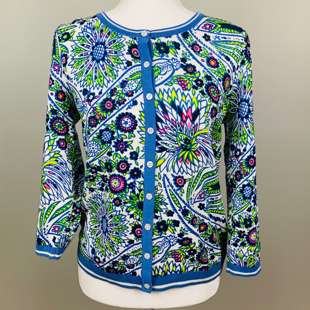 Talbots Floral Print Cardigan, Sz M